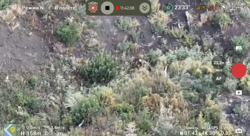 Russian soldier in the bushes shoots himself