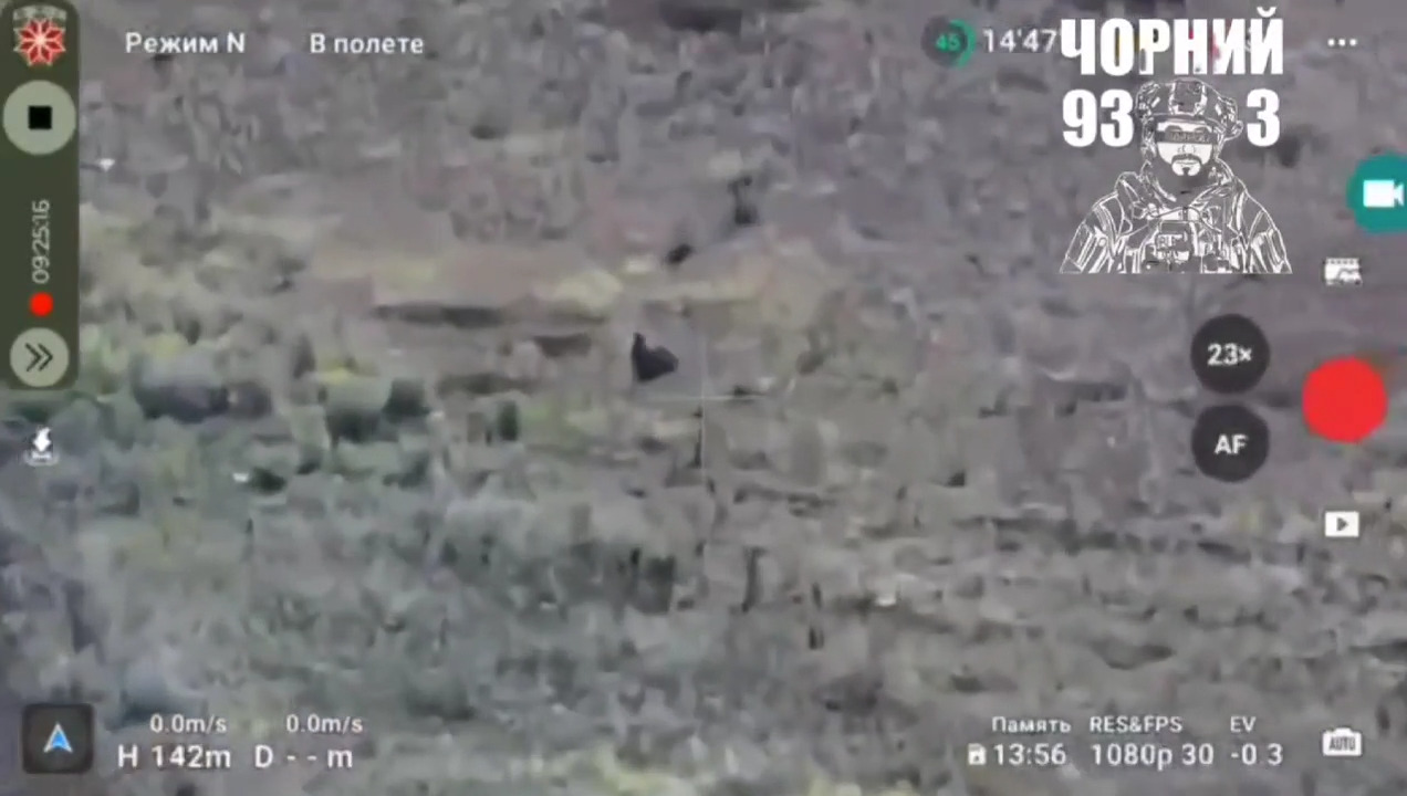 Russian soldier appears to turn his rifle on himself before drone impact