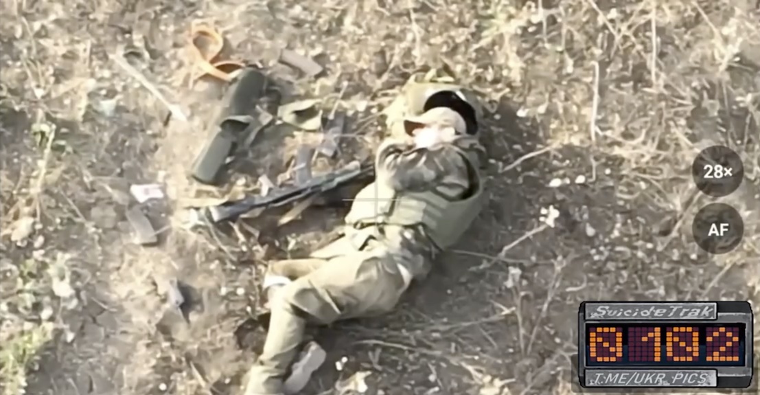 Russian soldier rather unsuccessfully shoots himself with his AK after it jammed