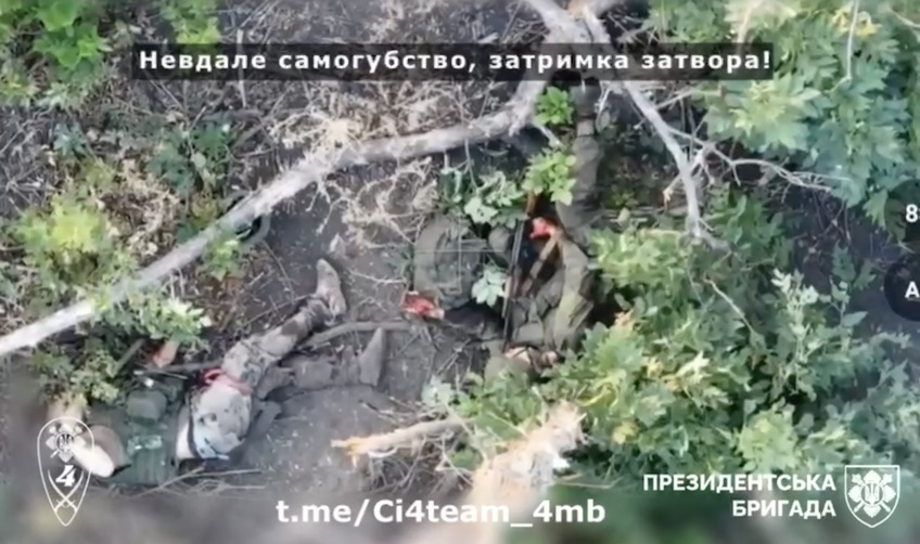 Russian attempts to shoot himself but AK jammed, killed by drone drop soon after anyway
