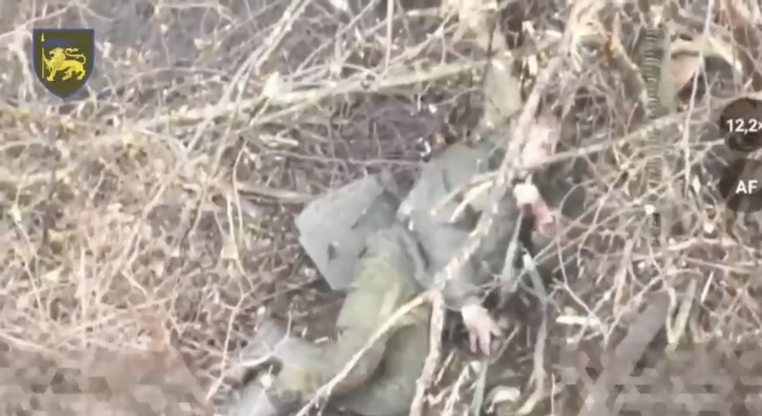 Russian under the tree receives close drone drop, chooses to shoot himself