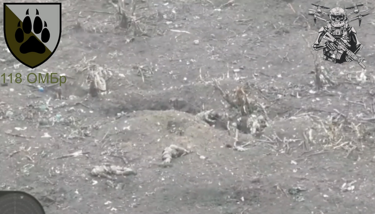 Wounded soldier appears to shoot himself in view of allies taking cover in trench