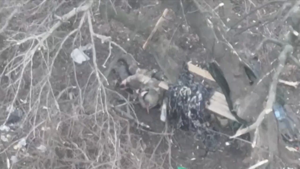 Russian soldier is walking fully equipped, suddenly falls for no apparent reason. Later is seen with AK to his head, pulls trigger but magazine is empty. Installs new one, and finally shoots himself