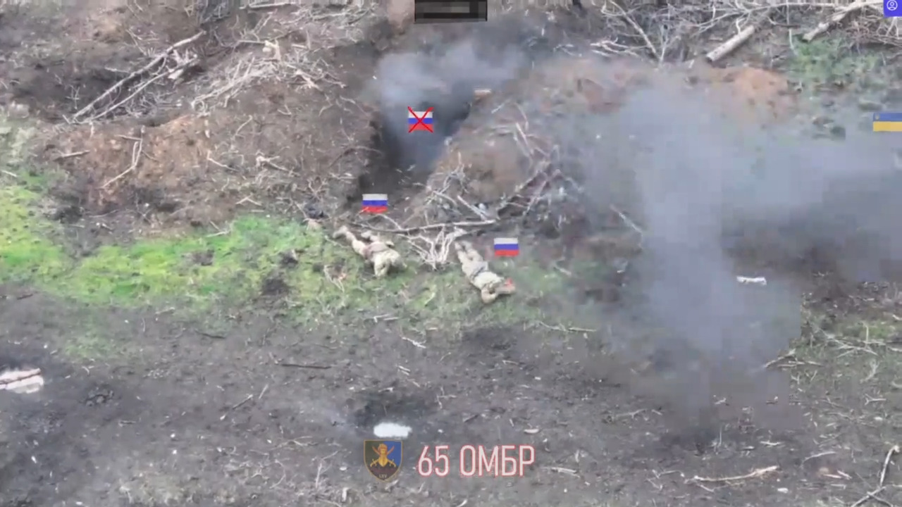 Russian didn't want to surrender and blew himself up with a grenade after 2 others left their trench