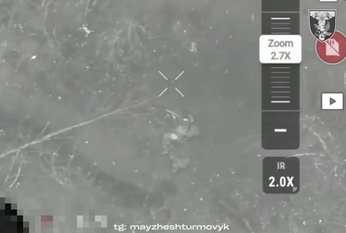 Quick cut featuring Russian soldier shooting himself with his AK while lying on his side