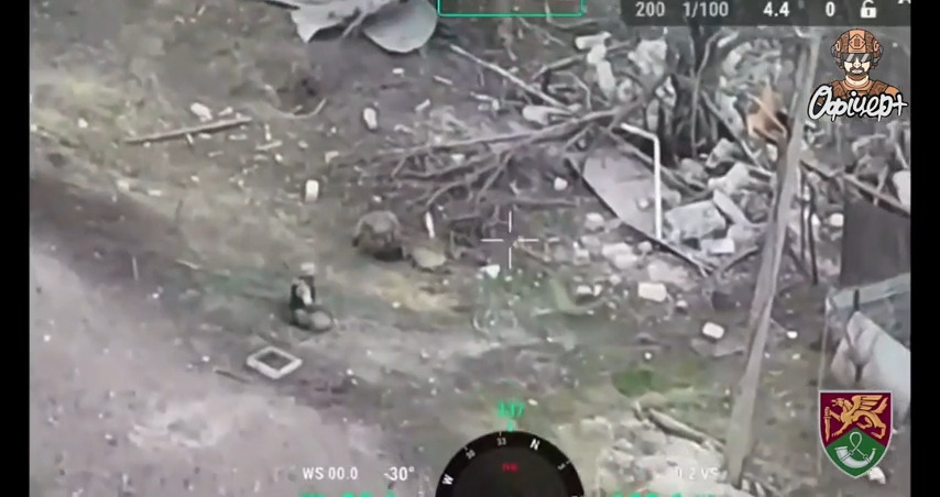 Russian soldier blows up from his own grenade