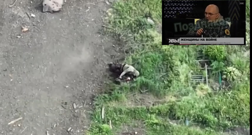 Wounded Russian soldier shoots himself lying by the road